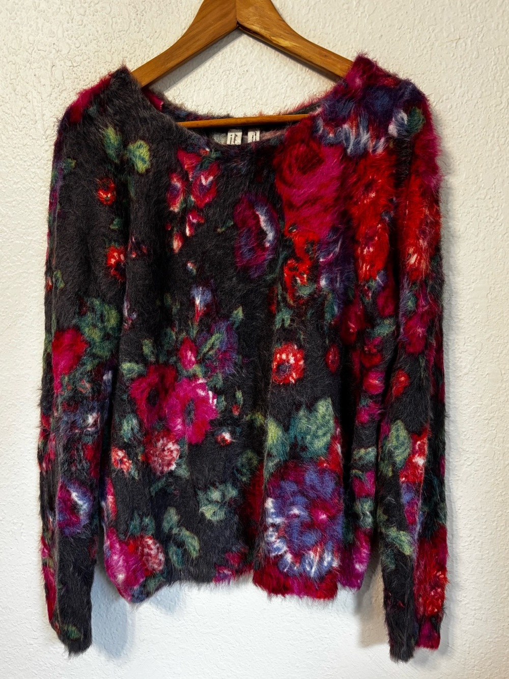 Anthropologie Meadow Rue Floral Eyelash Knit Sweater Large